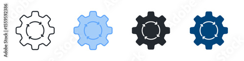 Automation Icon Set Multiple Style. Designed In Outline, Blue, Glyph, Dual Tone