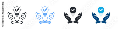 Solution Icon Set Multiple Style. Designed In Outline, Blue, Glyph, Dual Tone
