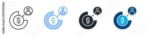 Allocation Icon Set Multiple Style. Designed In Outline, Blue, Glyph, Dual Tone