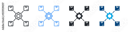 Interoperability Icon Set Multiple Style. Designed In Outline, Blue, Glyph, Dual Tone