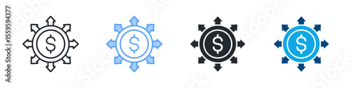 Diversification Icon Set Multiple Style. Designed In Outline, Blue, Glyph, Dual Tone