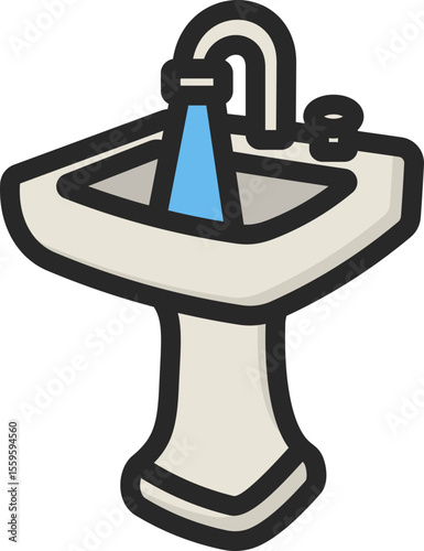 Sink With Running Water Filled Line Icon