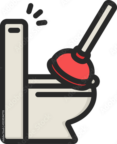 Clogged Toilet Filled Line Icon