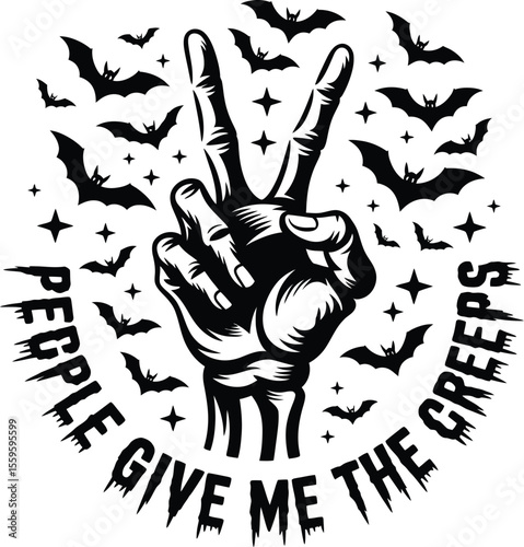 People Give Me The Creeps svg, skeleton svg, halloween svg, spooky season svg, retro halloween