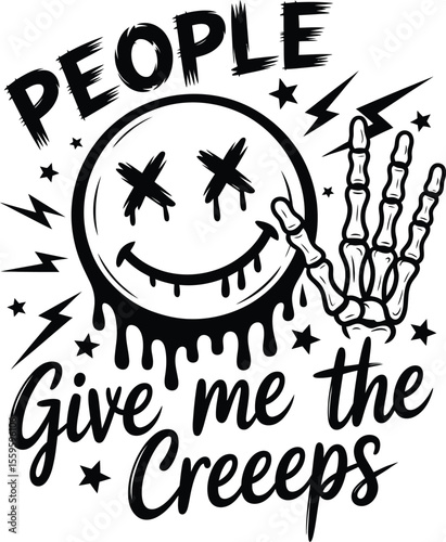 People Give Me The Creeps svg, skeleton svg, halloween svg, spooky season svg, retro halloween