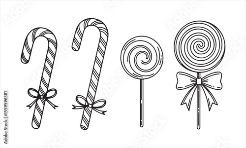 Candy Cane and Lollipop Coloring Page – Festive Sweet Treats

