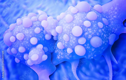 Dividing Cancer Cells - 3D Microscopic Render of Tumor Growth