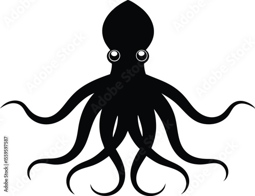 squid silhouette vector icon
