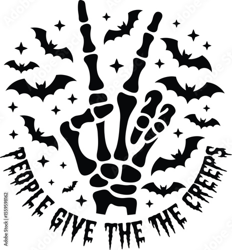 People Give Me The Creeps svg, skeleton svg, halloween svg, spooky season svg, retro halloween