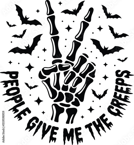 People Give Me The Creeps svg, skeleton svg, halloween svg, spooky season svg, retro halloween