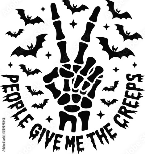 People Give Me The Creeps svg, skeleton svg, halloween svg, spooky season svg, retro halloween