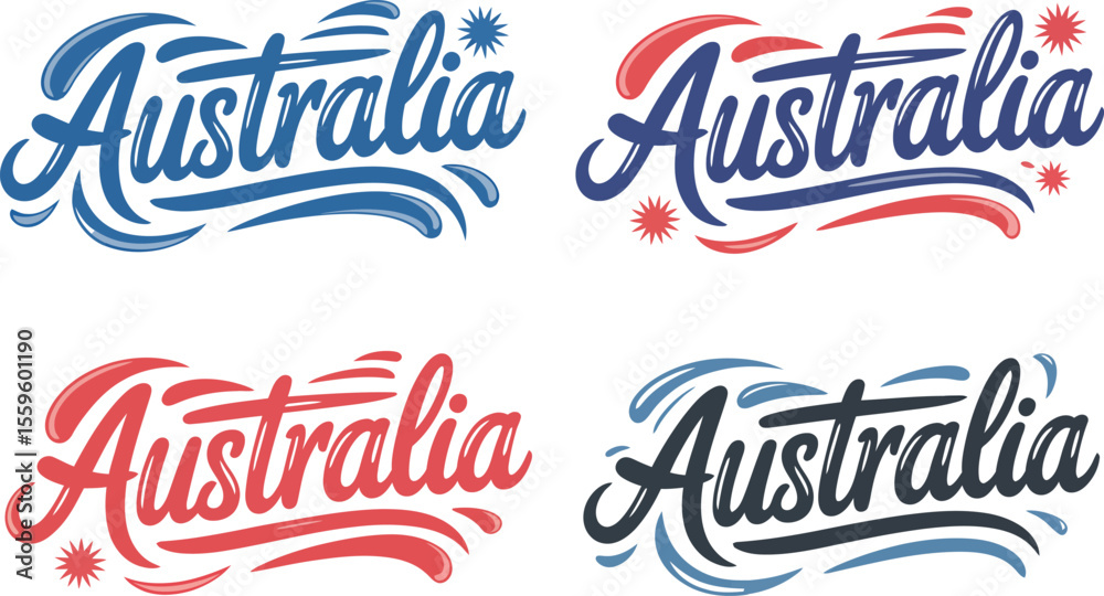 Fototapeta premium Australia smooth bold brush typography vector in flag colors for australian national day or tourism poster 