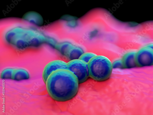 MRSA Bacteria Cluster - 3D Microscopic Render