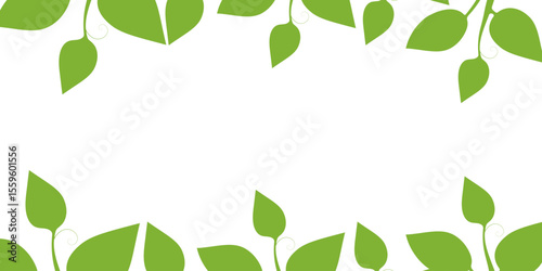 Green leaves frame with space for text. Summer design. Foliage border. Vector.