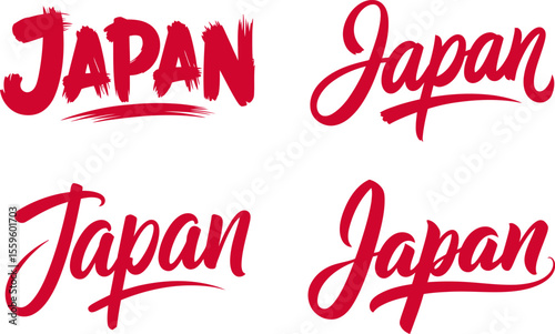 Japan bold calligraphy brush font with wave and splash vector style for national holiday or tourist gift art  