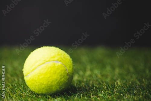 Close up of tennis ball on the grass