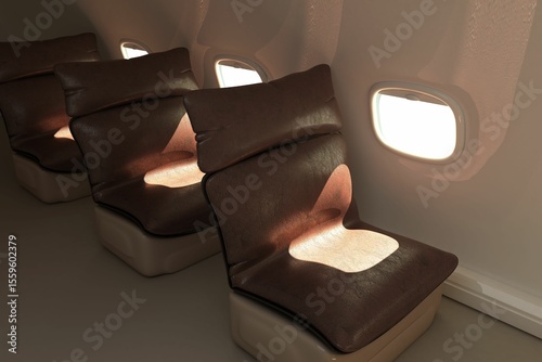 Empty comfortable seats in plane
