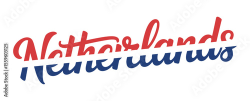 Netherlands modern brush lettering in flag color palette vector for dutch celebration or tourism merchandise  