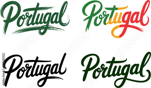 Portugal clean calligraphy country name vector with classic curves for european culture or travel design  