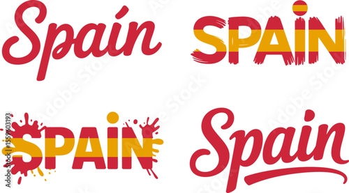 Spain vibrant bold yellow red painted style typography vector for spain day celebration t-shirt or sticker  