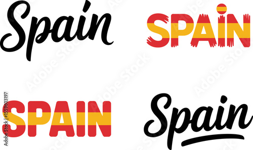 Spain minimal black and yellow red combo vector type with script variation for iberian travel branding use 