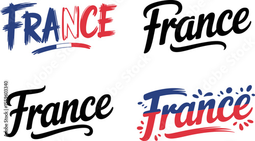 France strong themed hand lettering vector with flag color blend perfect for tourism or heritage t-shirt art  