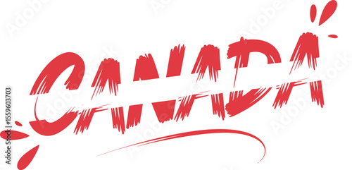 Canada modern brush text with glitch cut effect in red vector for trendy patriotic event or travel catalog  