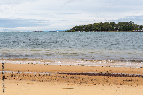 View from Coochiemudlo Island across the bay to Victoria Point. Queensland, Australia.
