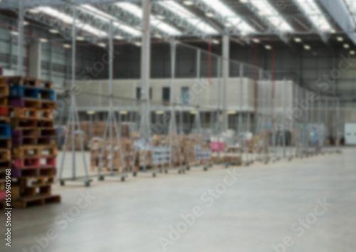 Interior of illuminated warehouse