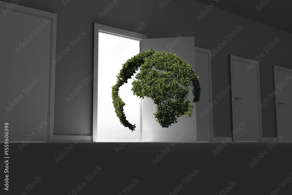 Naklejka premium Topiary of globe against doors