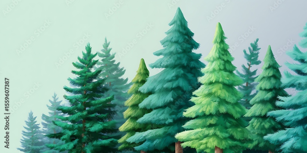 Obraz premium Winter forest, illustration background