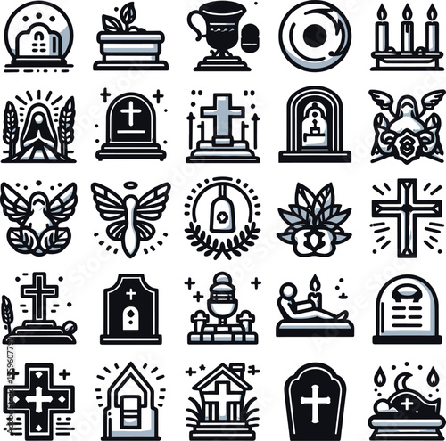 set of icons grave