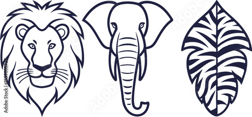 Safari Wild Animal Set Featuring Iconic African Wildlife in Clean and Colorful Style. Hand Drawn Safari Wild Animals Collection with Jungle and Savannah Creatures. Beautiful Safari Animal Set