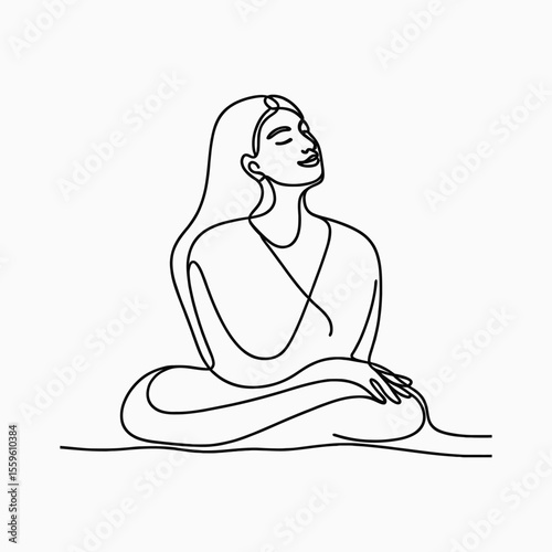 Serene woman meditating in peaceful repose meditation