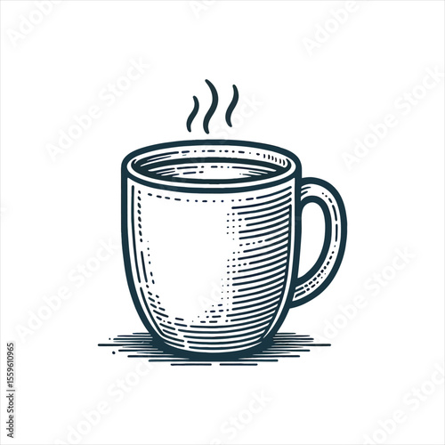 Steaming coffee mug illustration drink beverage