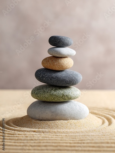 Zen Rock Stack Representing Harmony and Balance