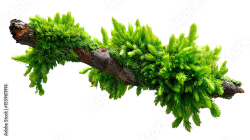 Nature's Embrace: A detailed perspective showcases the intricate beauty of a moss-covered twig. The image is rich in detail, displaying nature's delicate and complex artistry.