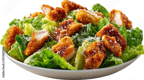 Delectable Culinary Delight: A close-up shot of a vibrant salad, meticulously crafted with fresh, crisp romaine lettuce.