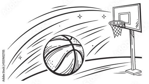Basketball Slam Art – Monochrome Hoop Action Set