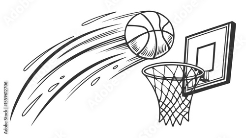 Basketball Slam Art – Monochrome Hoop Action Set