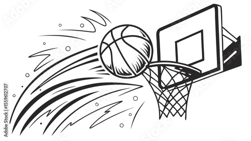 Basketball Slam Art – Monochrome Hoop Action Set