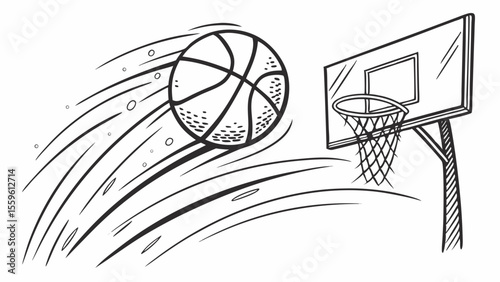 Basketball Slam Art – Monochrome Hoop Action Set