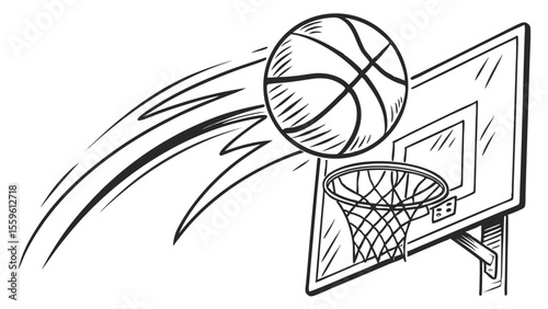 Basketball Slam Art – Monochrome Hoop Action Set