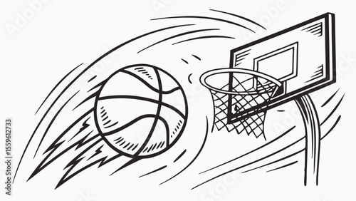 Basketball Slam Art – Monochrome Hoop Action Set