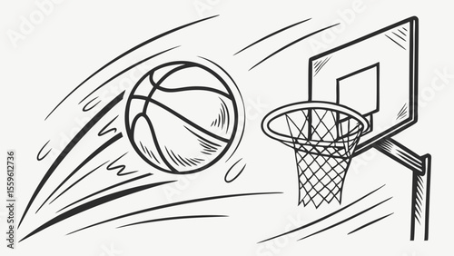 Basketball Slam Art – Monochrome Hoop Action Set