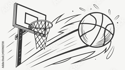 Basketball Slam Art – Monochrome Hoop Action Set