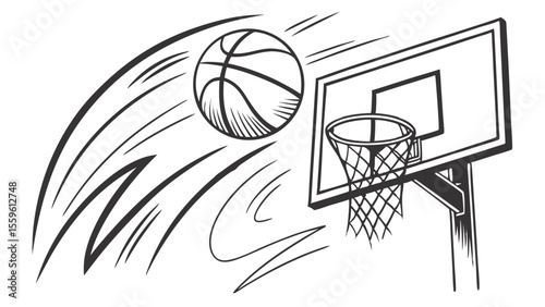 Basketball Slam Art – Monochrome Hoop Action Set