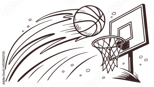 Basketball Slam Art – Monochrome Hoop Action Set