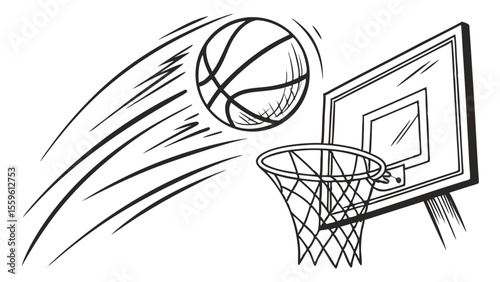 Basketball Slam Art – Monochrome Hoop Action Set