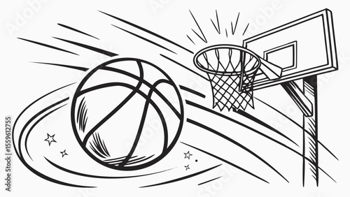Basketball Slam Art – Monochrome Hoop Action Set